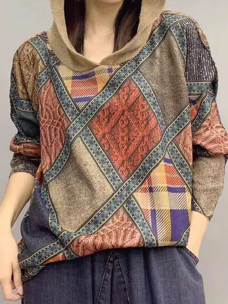 Женский вязаный пуловер Max LuLu с капюшоном