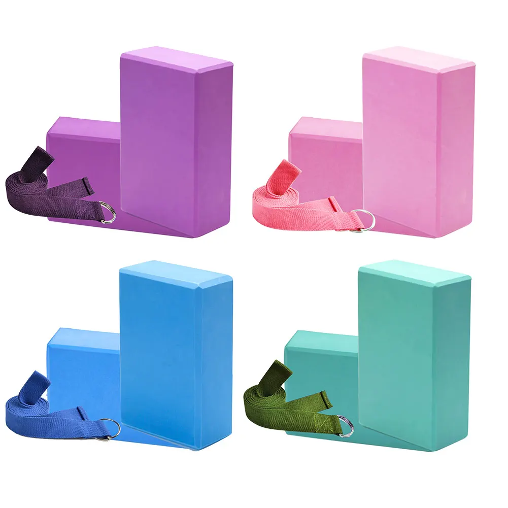 

3pcs Yoga Blocks Stretcher Strap Sets Gym Foam Brick Stretching Belt Body Shaping Training Equipment for Home Gym