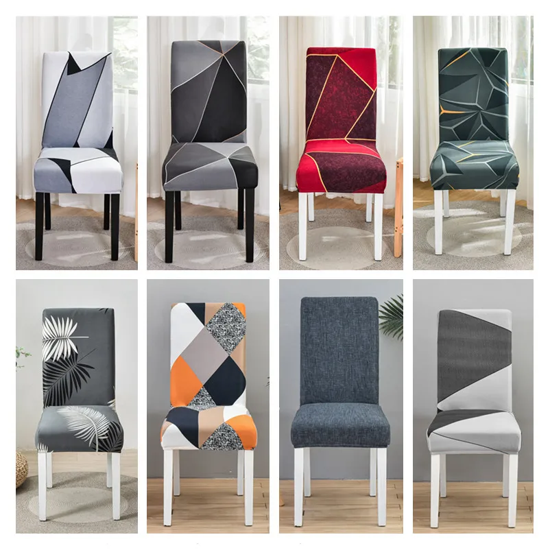 Universal Dining Chair Cover Geometric Elastic Slipcovers Chair Case Stretch Seat Cover for Wedding Hotel Banquet Living Room