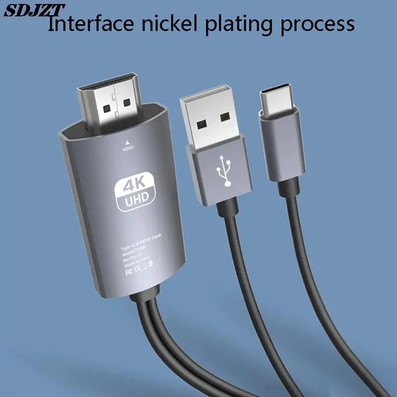 

For MacBook Huawei Xiaomi USB-C To HDMI Adapter Cable 4K 60Hz USB C To HDMI-compatible Cable Type C HDMI Thunderbolt 3 Converter