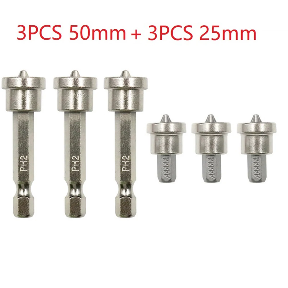 

6pcs/Set Magnetic Positioning Screwdriver Bits Head Woodworking Screw Hex Shank Drywall Plasterboard Screw PH2 25mm 50mm