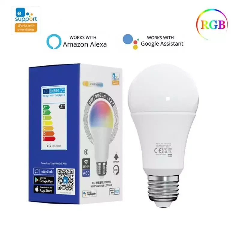 

9W WIFI E27 Smart LED Bulb 220-240V RGB+CCT Support Bluetooth Connection Lamp Voice Control Works With Alexa Google Home