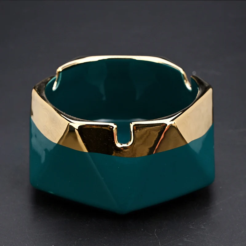 

Simple Solid Color Ash Tray European Modern Golden Stroke Kiln Change Ceramic Ashtray Coffee Table Desktop Ashtrays Ornaments