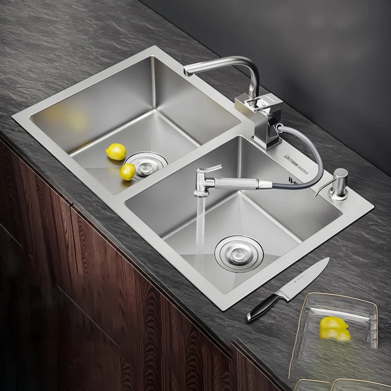 

Nozzle Kitchen Sink Stainless Steel Soap Dispensor Double Slot Washing Sink Bathroom Cocina Accesorio Kitchen Fixture YQ50SC