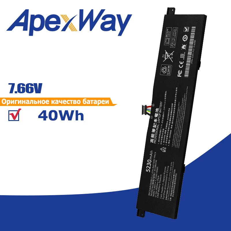 

Apexway 7.66V 5230mAh R13B01W R13B02W Laptop Battery For Xiaomi Mi Air 13.3" Series Tablet PC 40Wh