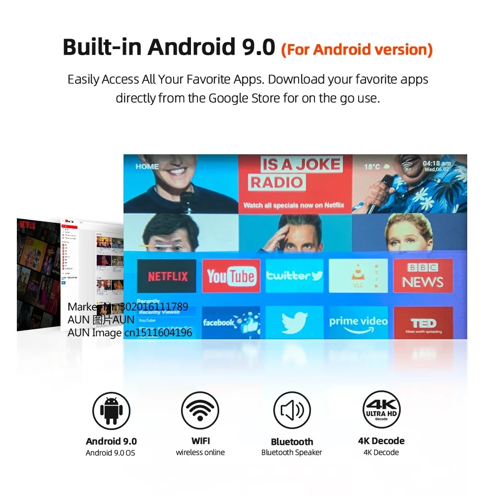 Мини проектор AUN A13 Pro телевизор Smart TV Box проекторы для домашний кинотеатр фильмов