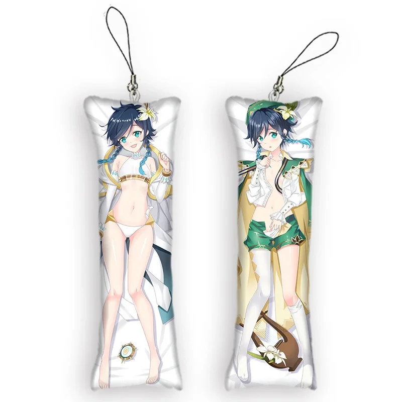 Модный мини-брелок Genshin Impact Venti Dakimakura двухсторонняя маленькая подушка с принтом
