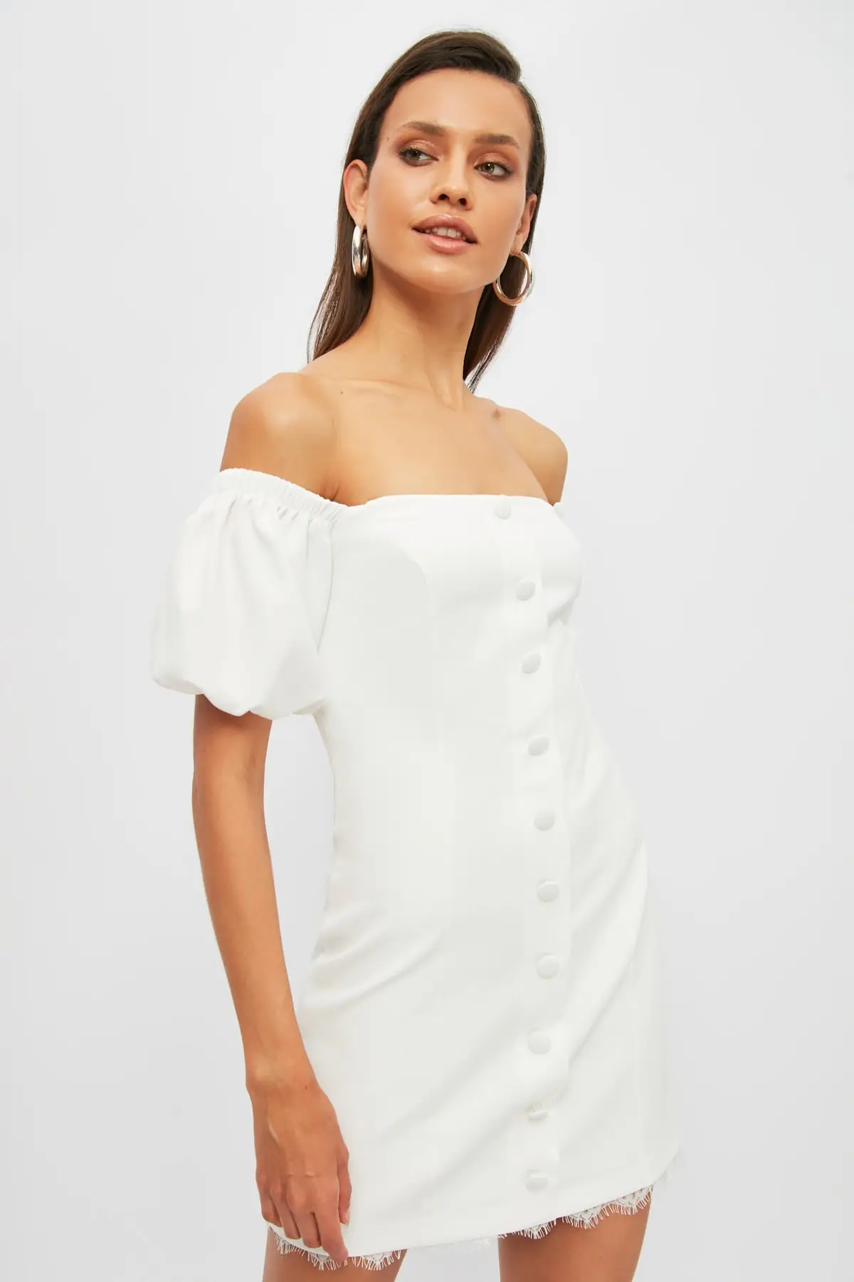 

Белое платье на пуговицах TPRSS20EL2060, мини-платье из полиэстера