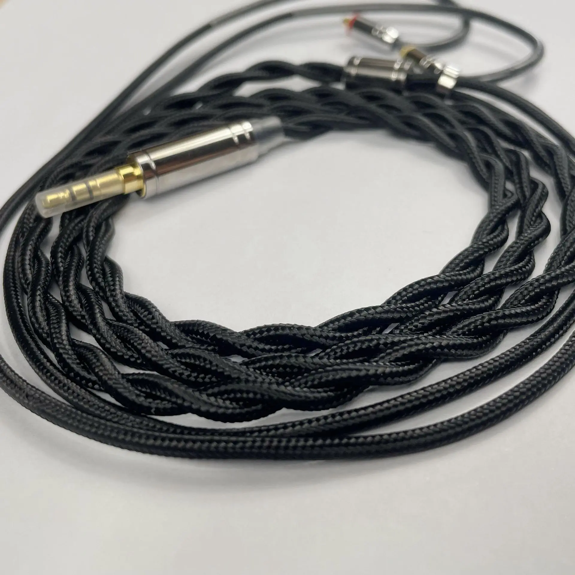 2core black oxygen-free single crystal copper nylon braided coaxial MMCX/0.78/QDC/TFZ headphone upgrade cable iem cable enlarge