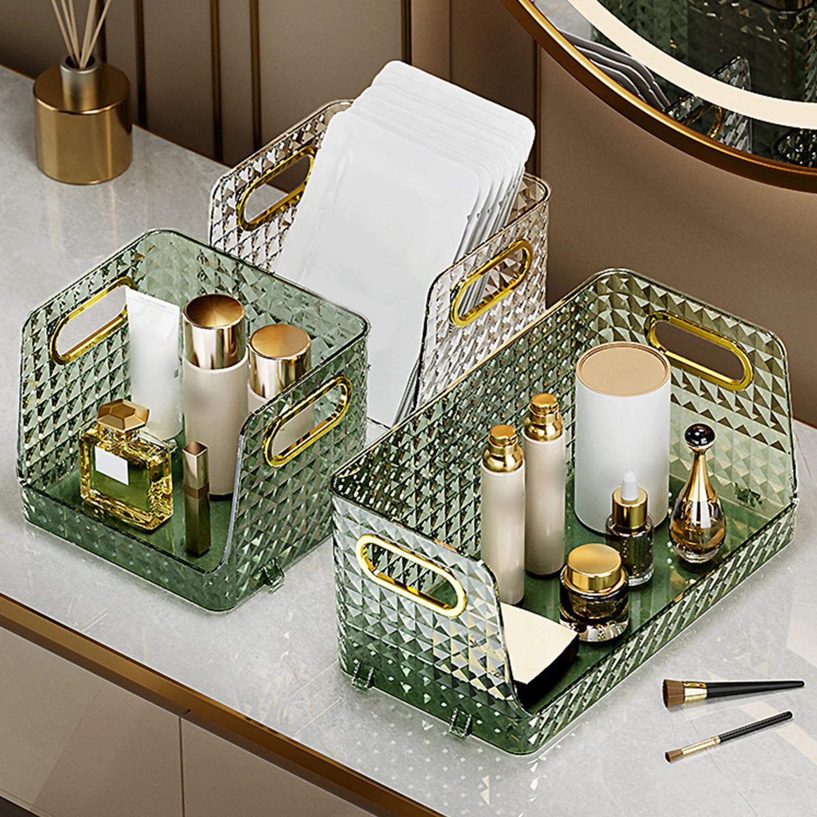 

Storage Bin Container Multipurpose Rectangular Open Jewelry Storage Box for Makeup Brush Cosmetics Work Supplies Home Kitchen