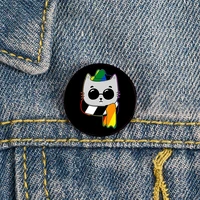 one ally or questioning cool cat pin custom brooches shirt lapel teacher tote bag backpacks badge gift brooches pins for women