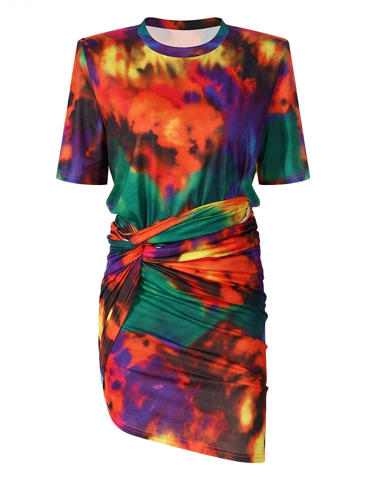 Женский костюм-двойка с юбкой Красный свободный костюм круглым вырезом и