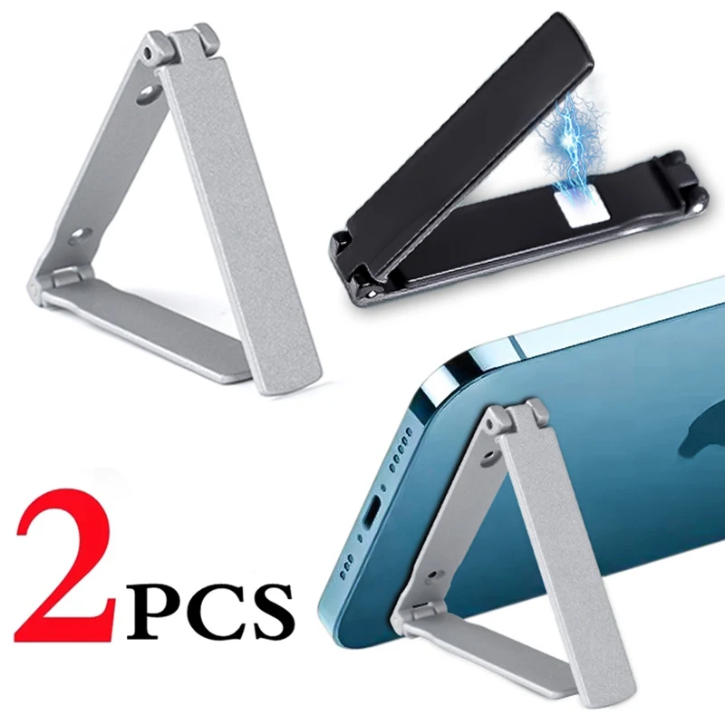 

Ultra Thin Foldable Magnetic Mobile Phone Holder Bracket Metal Alloy Desktop Cell Phone Stands Universal Phone Support Kickstand