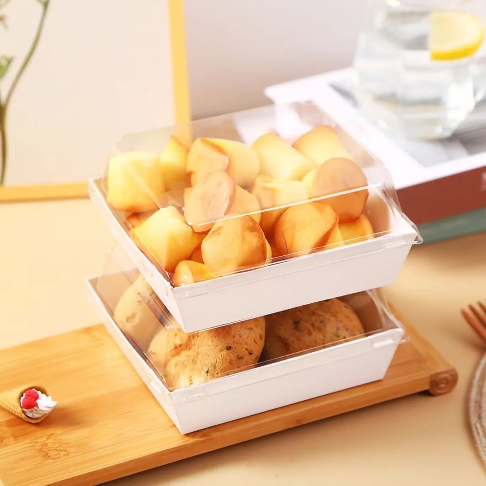 

50 шт. коробка для выпечки, коробка для торта, квадратный слив масла для торта и герметичные плотные коробки, коробки для еды с прозрачным пок...