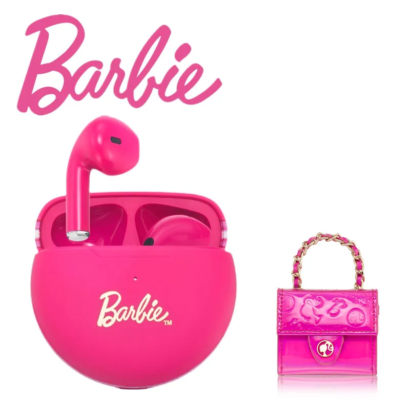 Original Barbie Wireless Bluetooth Headset Kawaii Portable Girls Macaron Mini Headphone Handbag Phone Accessories Gifts Toys