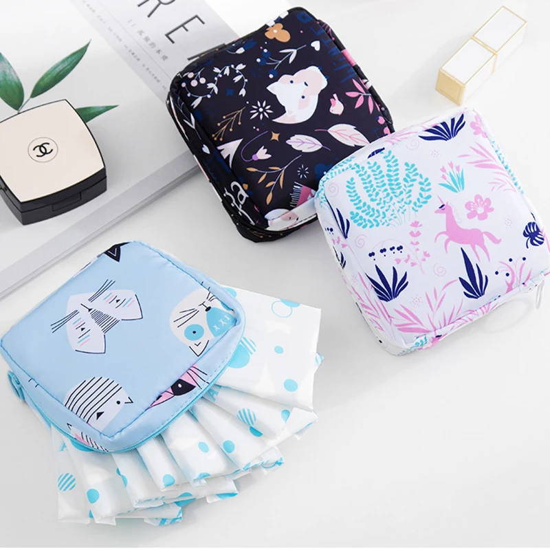 

Women Portable Small Cosmetic Bag Cotton Travel Mini Sanitary Napkin Storage Bag Coin Money Card Lipstick Storage Bag Wallet Bag