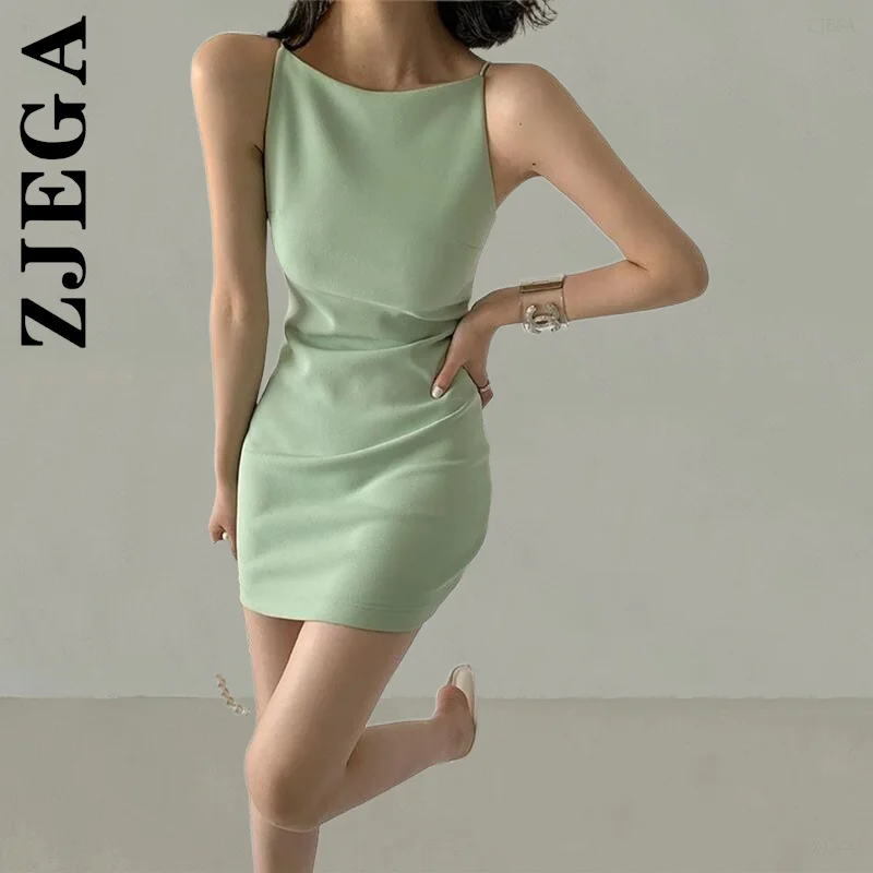 

Zjega Women New Dress Spaghetti Strap Elegant Party Mini Dress Harajuku Dresses Vestidos Female Dress Woman