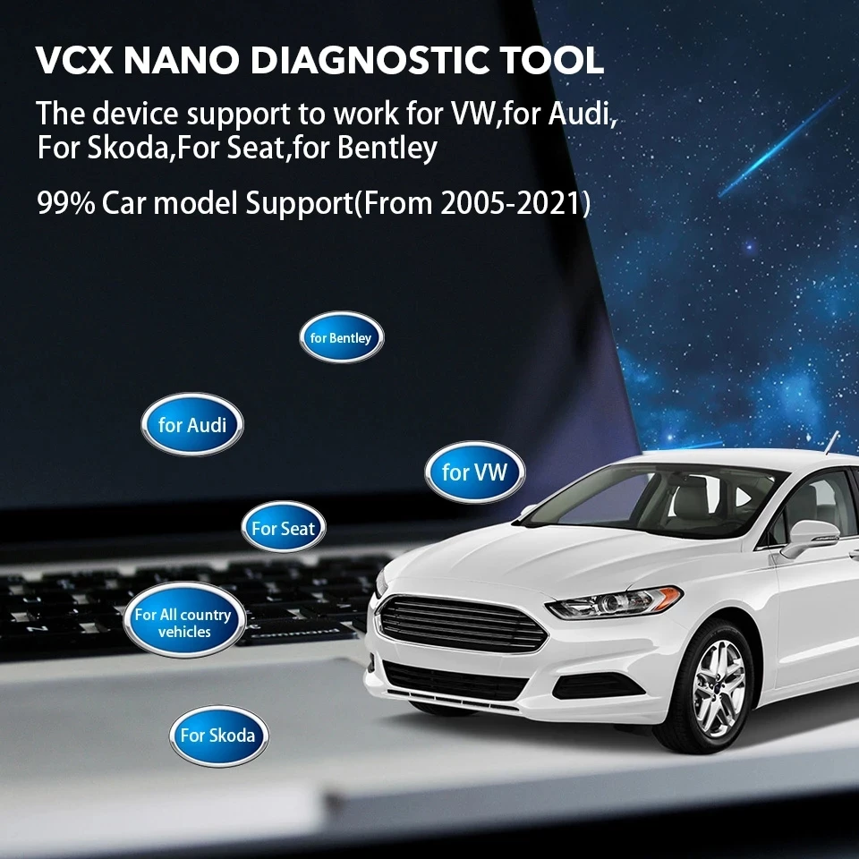 VXDIAG VCX NANO для полной системы VW автомобильный диагностический инструмент 5054A 6154A OBD2