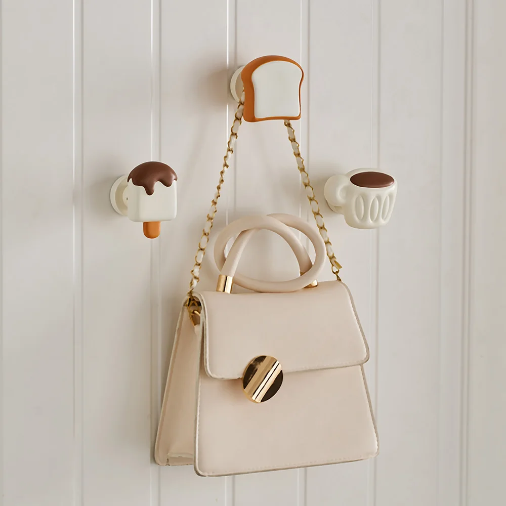 

Cookie Hook Home Wall Decor Accessories Cute Living Room Hanging Decor Resin Storage Crafts Food Shaped Key Hanger Good Adhesion