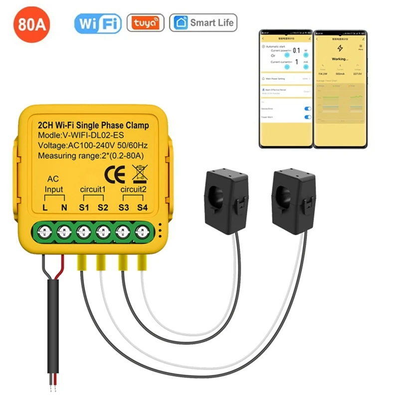 

Tuya Wifi 2CH Energy Current Monitor Automation Notifications Smart Life Remote Control