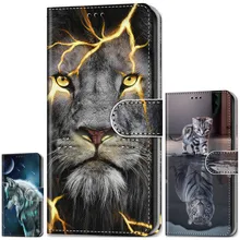 Lion Wolf Tiger Boy Flip Phone Case For Huawei Honor 20 Lite V20 10 9 8 Lite 20i 10i 9i 8A 8C 8X 8S Y5 Cat Dog Girl Wallet P08F