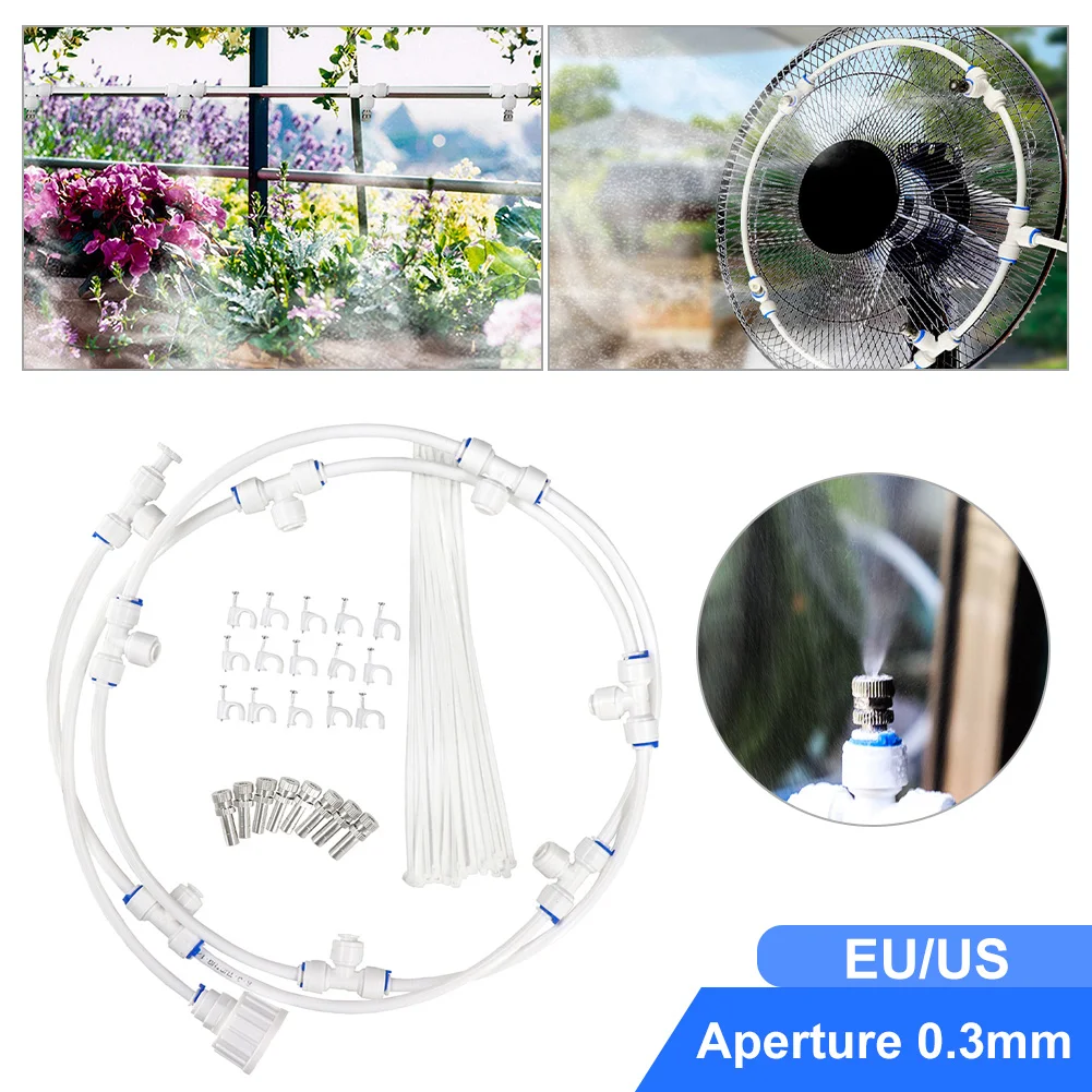 

Outdoor Misting Cooling System 10m Water Hose with 8 Brass Mist Nozzle DIY Mist Cooling Kit for Patio Garden Greenhouse Watering