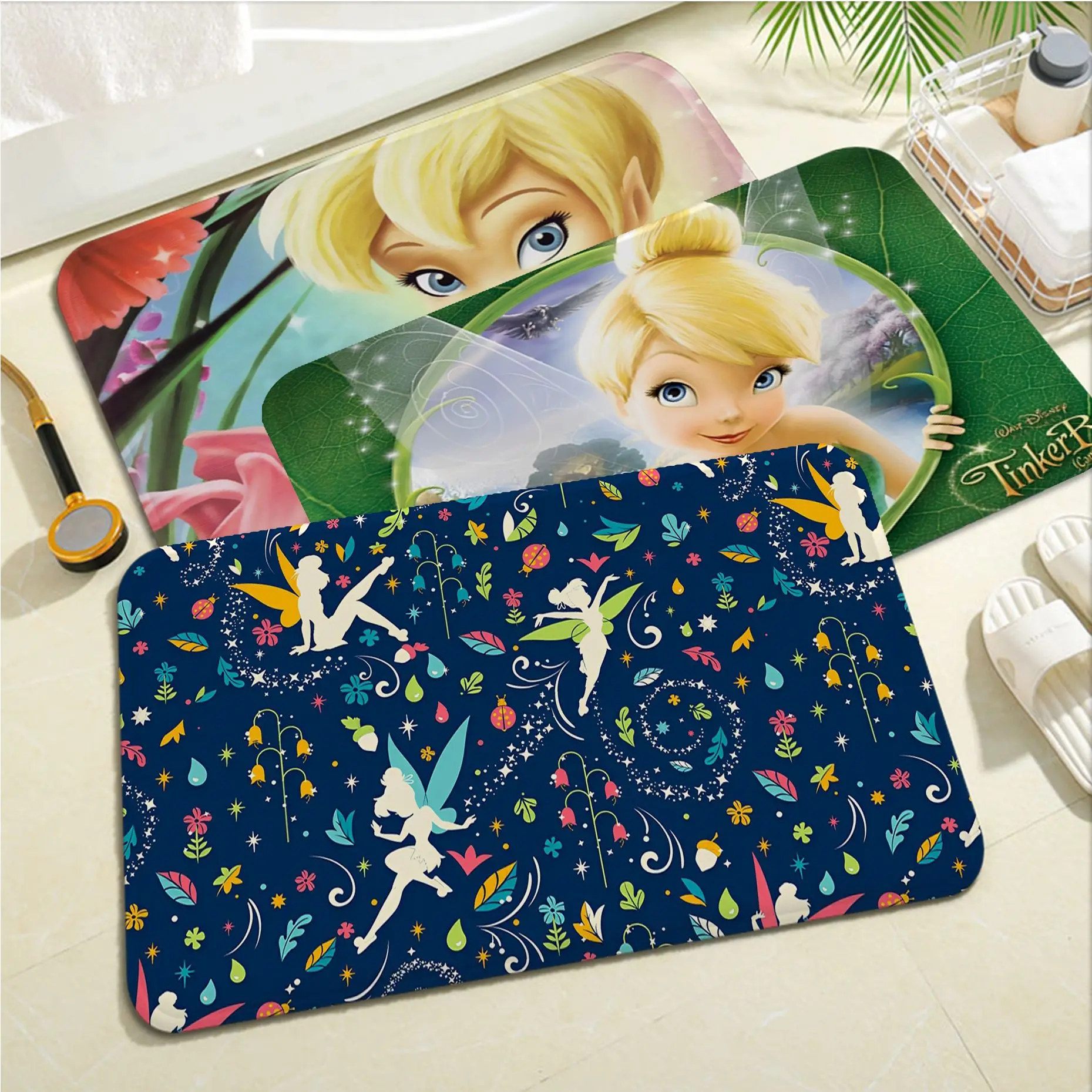 

Disney Art Tinkerbell And Peter Room Mats Washable Non-Slip Living Room Sofa Chairs Area Mat Kitchen Household Carpets