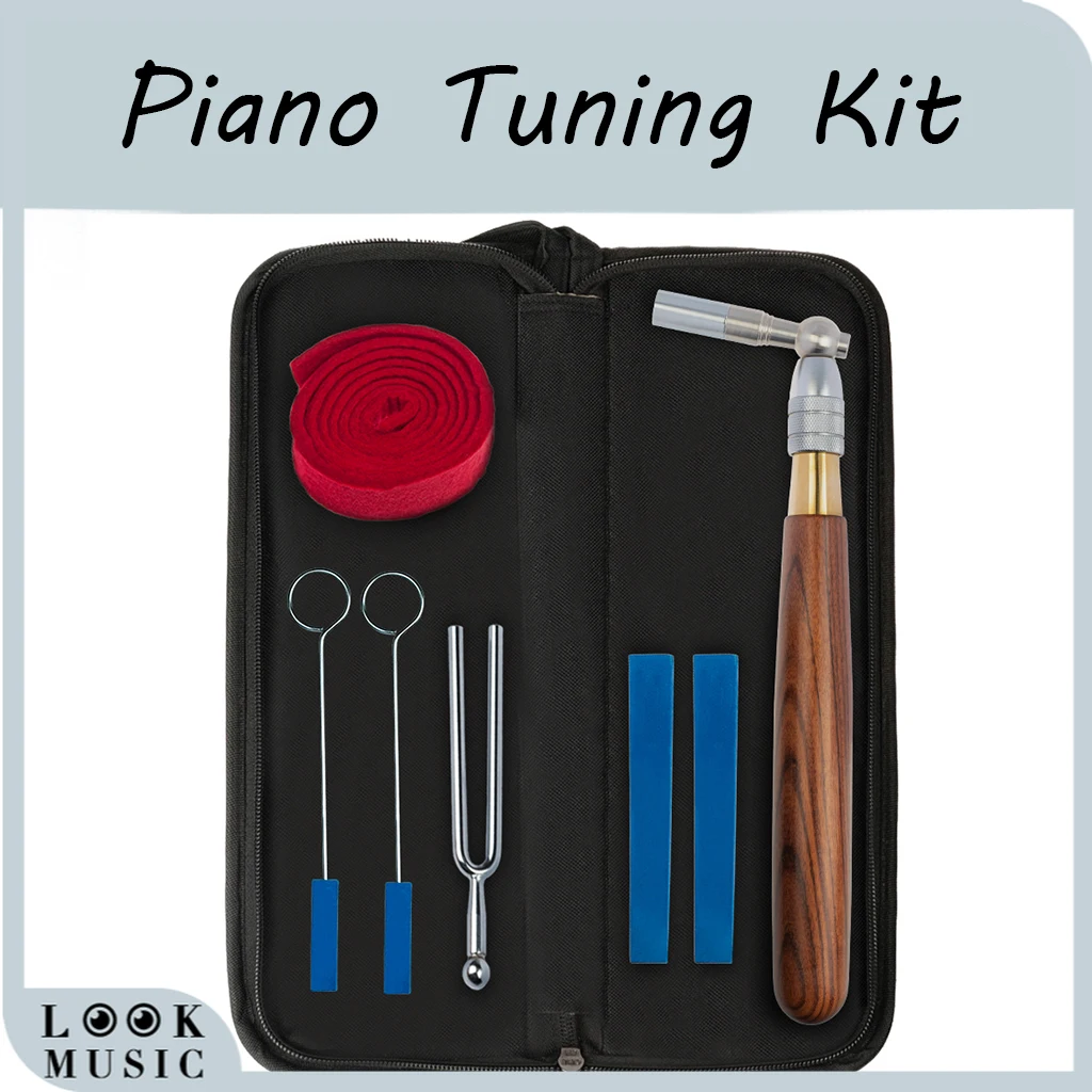 6pcs Piano Tuning Set W/Telescopic Hammer +Rubber Mute Tuning Fork+Bag Piano Tuning Kit Piano Tools