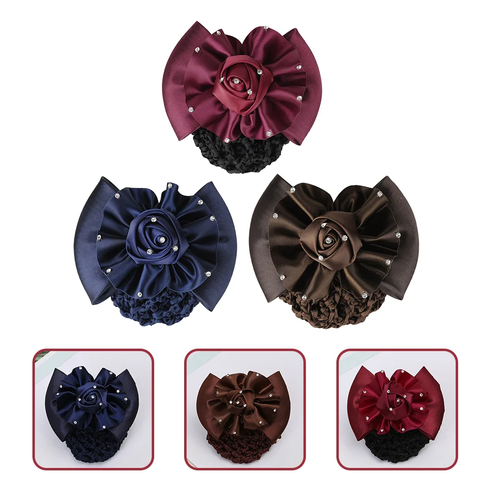 

3pc Hair Nets for Women Bow Bun Covers Hair Snoods Women Hair Accessories