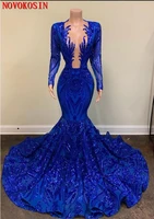 sample shiny sequins mermaid sexy prom dresses deep v neck long sleeves big pendulum evening gowns party dress back satin zipper