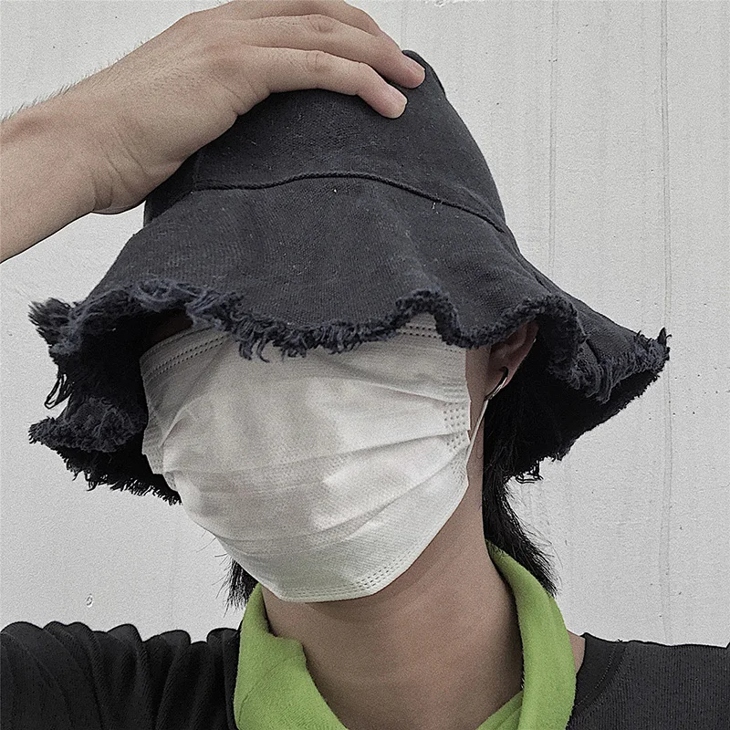 Шляпа рыбака унисекс с грубыми краями Ulzzang в стиле Харадзюку хлопковая кепка от