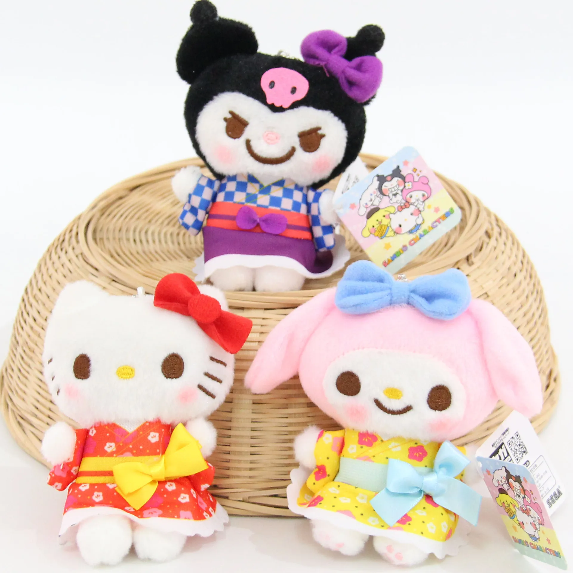 

10cm Sanrio Kawaii Kuromi My Melody Helllo Kitty Anime Action Figure Cartoon Kimono Plush Toy Pendant Children's Gift Toy