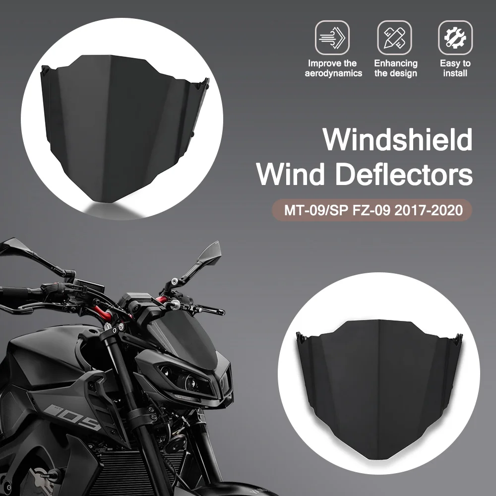 

For YAMAHA MT 09 MT09 MT-09 SP FZ09 FZ-09 FZ 09 2017 2018 2019 2020 2021 Motorcycle Aluminum Deflector Windshield Windscreen Kit