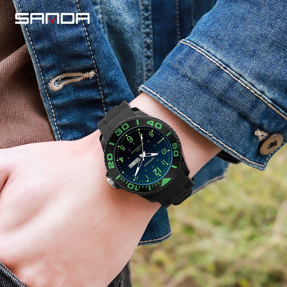 SANDA Couples Leather Watch Digital Sports Waterproof Watch Gift Set for Him And Her Wristwatch Stopwatch Wrist Timepiece Clock