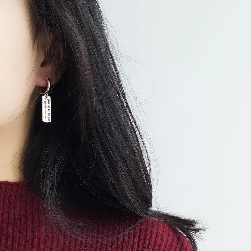 

FMILY Minimalist Letter Square Earrings S925 Sterling Silver Fashion Geometric Temperament Hip-hop Jewelry for Girlfriend Gift