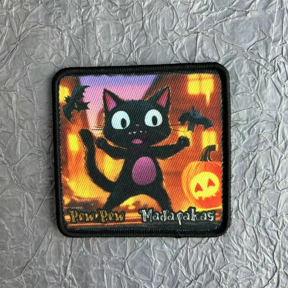 Нашивка с кошкой вышивка на одежде напечатанные наклейки значок для морального