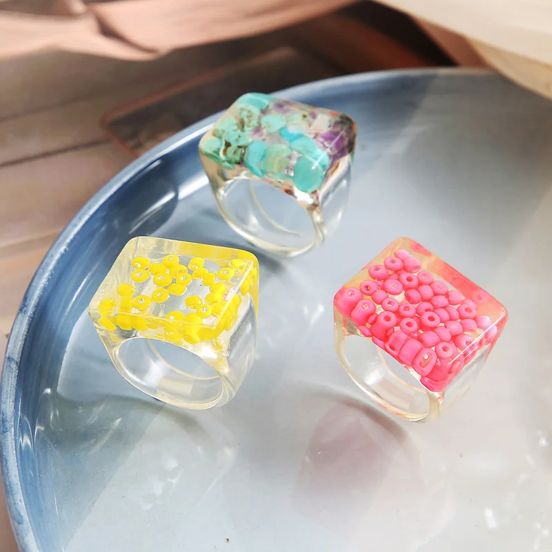 

Creative Fashion Resin Transparent Cute Candy Fruit Rings for Women Personality Acrylic Rings Engagement Wedding Rings