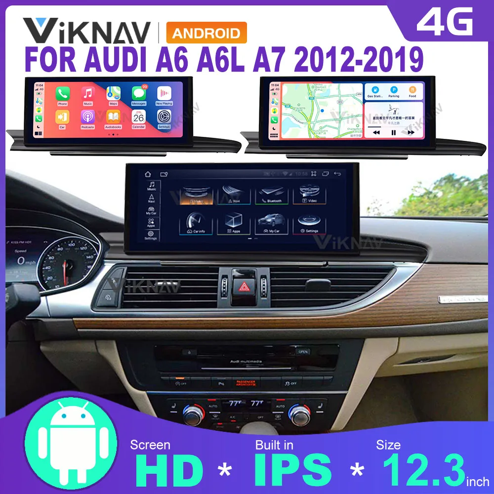 

Автомагнитола Wireles Carplay для Audi A6 A6L A7 2012-2019, мультимедийный плеер с GPS-навигацией, большой экран 12,3 дюйма, автомагнитола