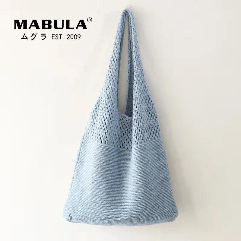 

Новая брендовая Простая Сумка-тоут MABULA, сумка на плечо, Модная вязаная сумка с вырезом, мягкая модная женская сумка