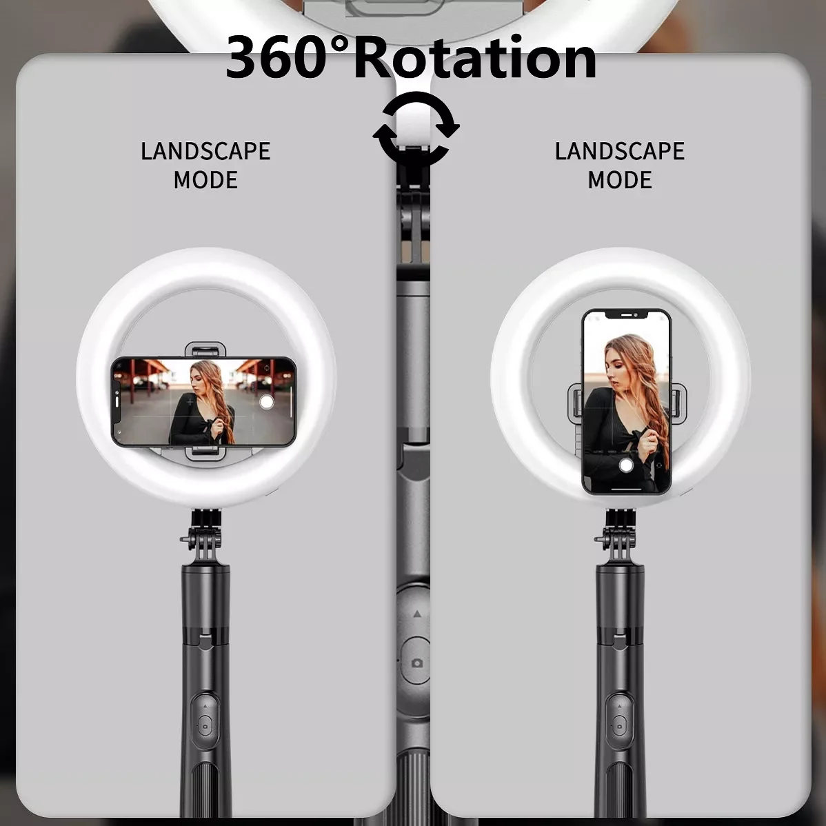 

Bluetooth Selfie Stick Tripod Foldable Handheld Remote Shutter With Big LED Ring Photography Light For Android IOS