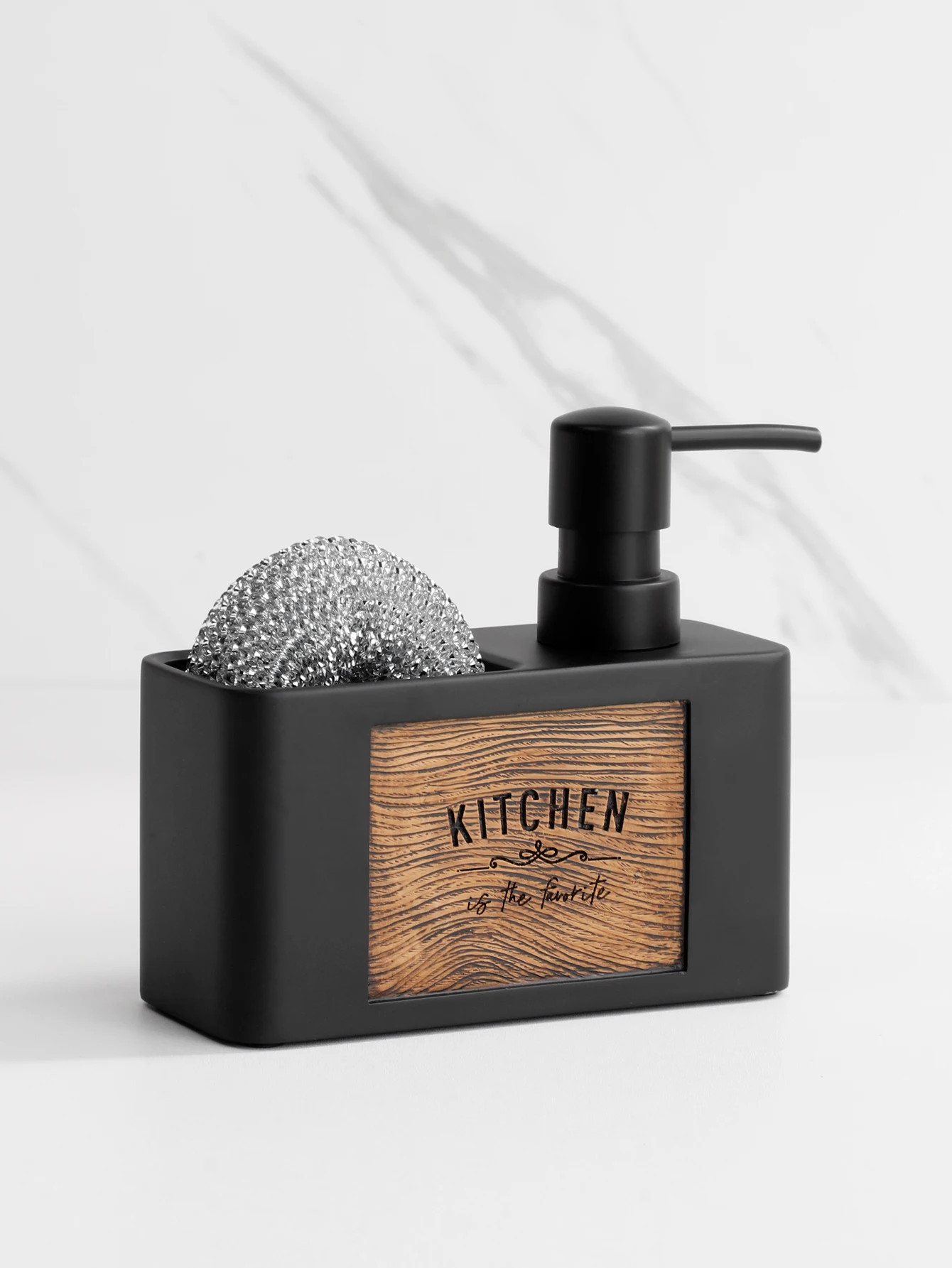 

Kitchen Soap Dispenser with Sponge Holder Liquid Hand and Dish Soap Dispenser and Spong Caddy Black and White