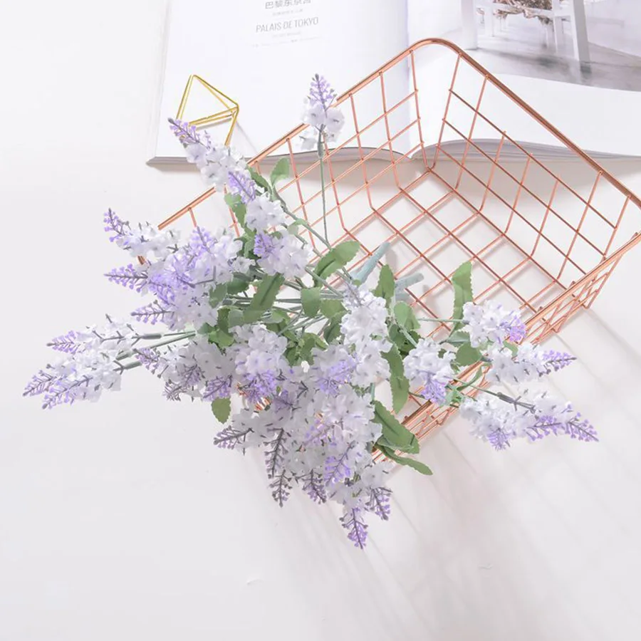 Artificial Flowers Bouquet Silk Fake Flowers Real Touch Lavender For Home Garden Decoration Wedding Accessories Party Supplies images - 6