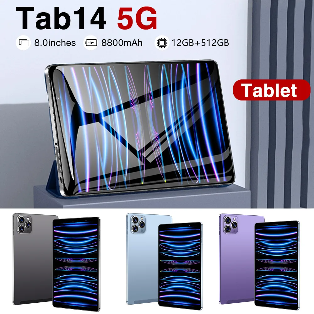 

8 Inch Android 12 Gobal Version New TAB14 Tablet Pc Bluetooth 16GB 1TB Deca Core Google Play WPS 5G/4G WIFI Hot Sales Laptop