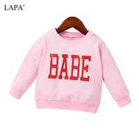 lapa baby girls 3 24m crew neck long sleeve springautumn letter 1 piece pink tops sweatshirts