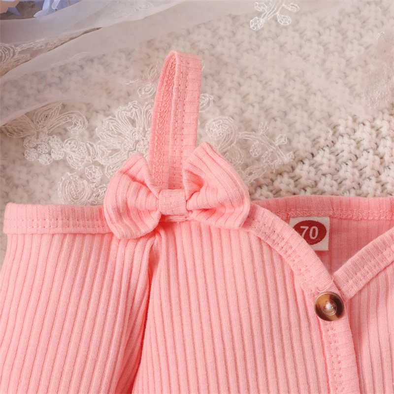 

Baby Girls 3 Piece Outfits Newborn Ribbed Long Sleeve Romper and Flared Pants Set Headband Infant Suits