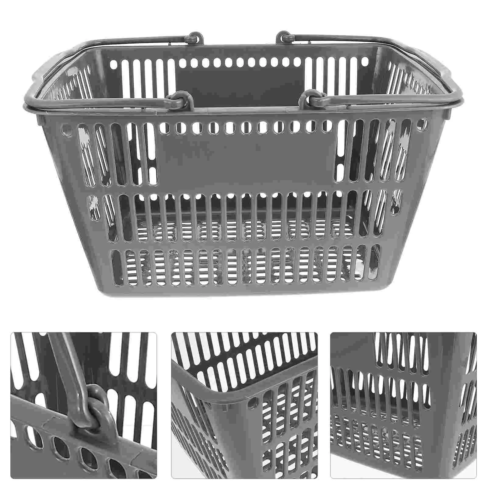

Basket Storage Shopping Basketswith Handle Organizerbathroom Handles Kitchen Portable Seasoning Toiletries Grocery Cart Store