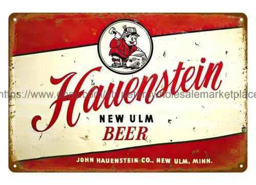 HAUENSTEIN NEW ULM MN BEER металлическая жестяная вывеска автомагазин гараж магазин