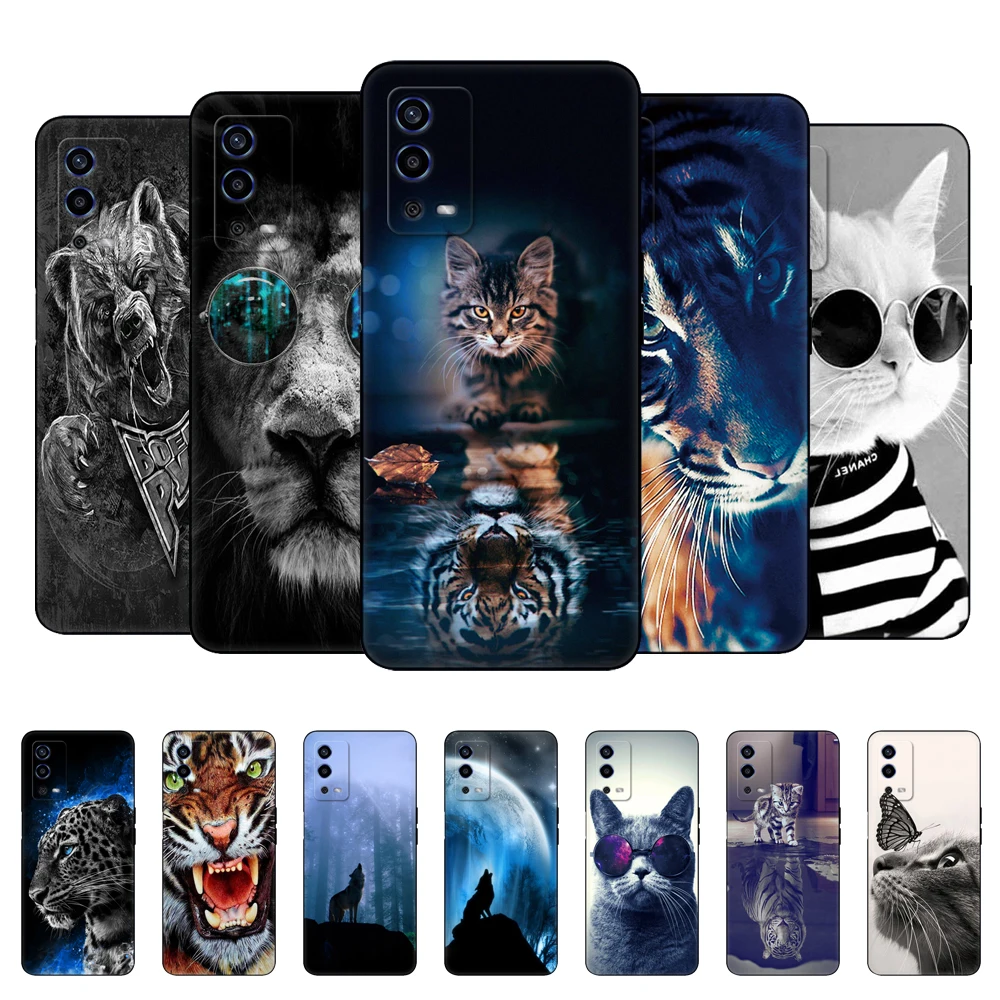 Для OPPO A55 4G чехол 6,51 дюйма CPH2325 чехол для телефона чехол задняя крышка для Oppo A55 OPPOA55 A 55 4G 2021 дюйма чехол для телефона лев тигр Волк Кот