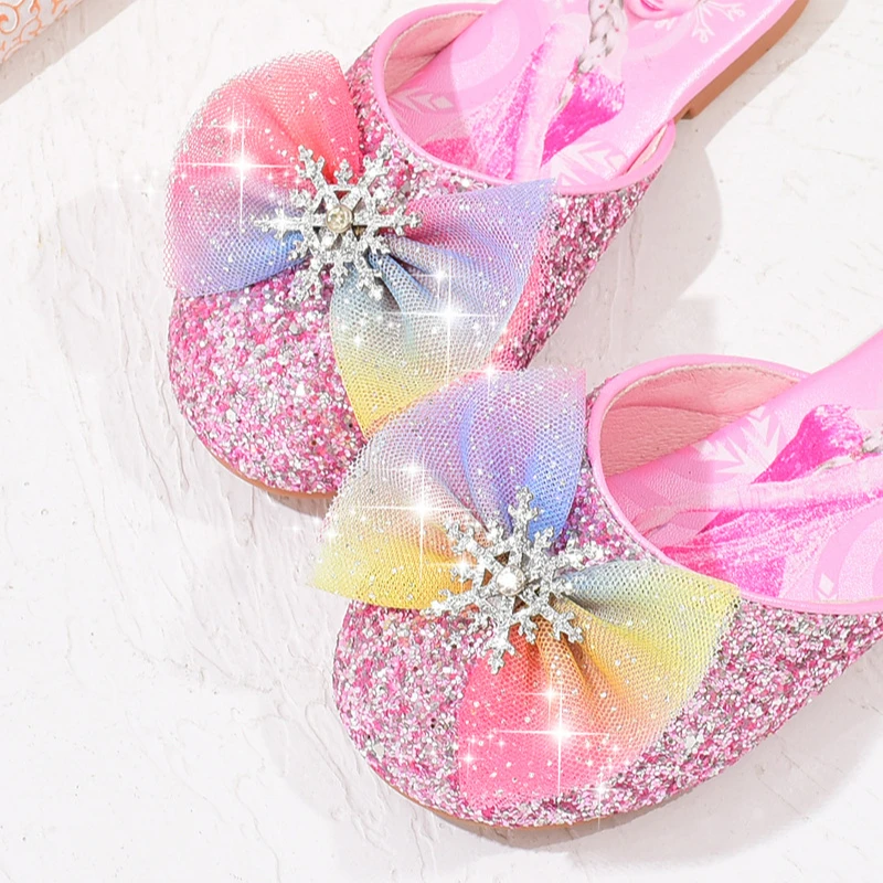 Босоножки для девочек Disney тапочки ледяная принцесса Эльза блестки бант стразы