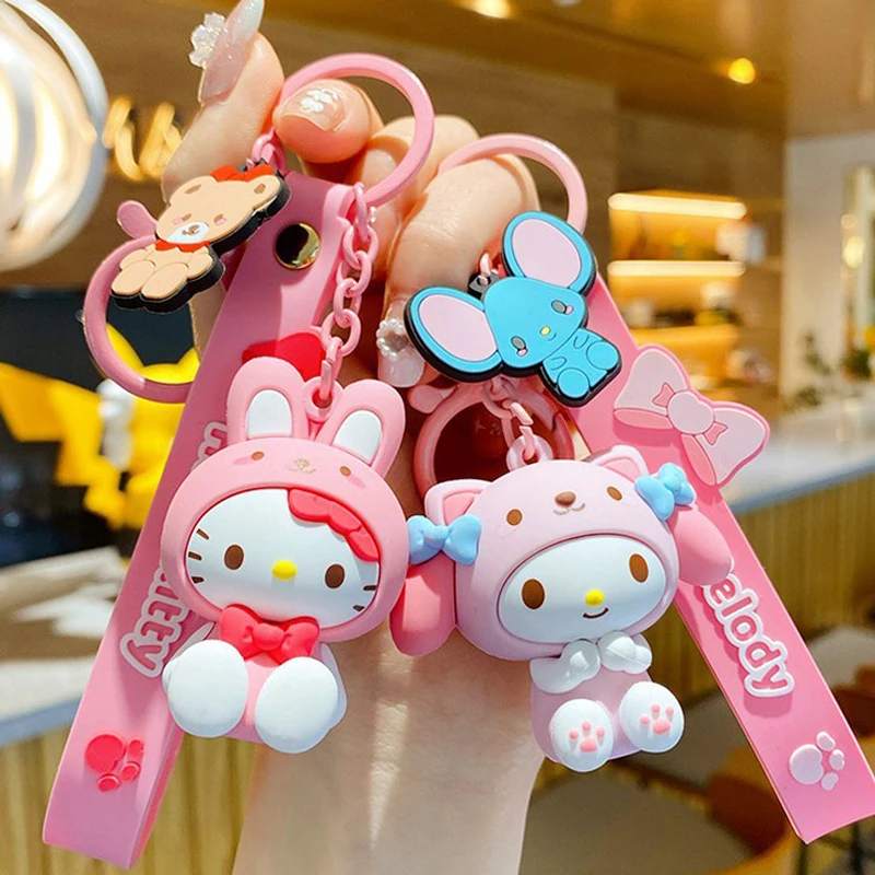 

Cinamonroll Sanrio Keychain Kawaii 산리오 Kuromi Cinnamoroll Key Chain Doll Pendant Car Key Ring Backpack Sanrio Accessories Gift